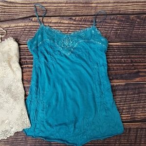 Blue Sequin Embellished Xhiliration Tank Top. Size Small.